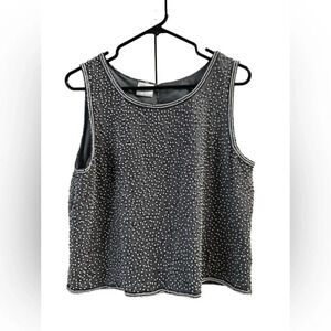Silk grey beaded tank top blouse